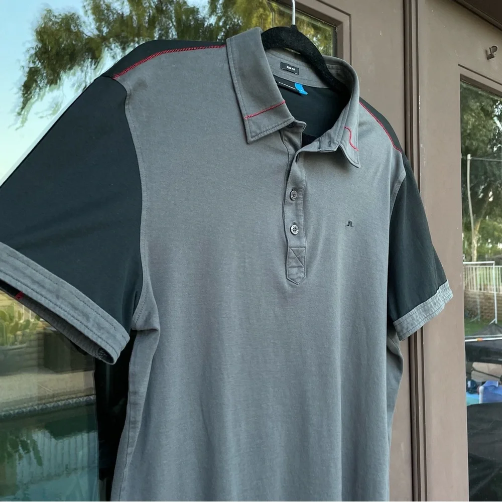 J. Lindeberg Prisco Slim Lux Bridge Jersey Polo Grey/Black L - Picture 6 of 14